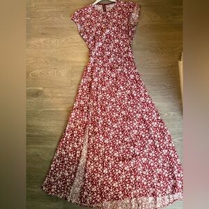 Reformation Gavin Red and White Floral Maxi Dress